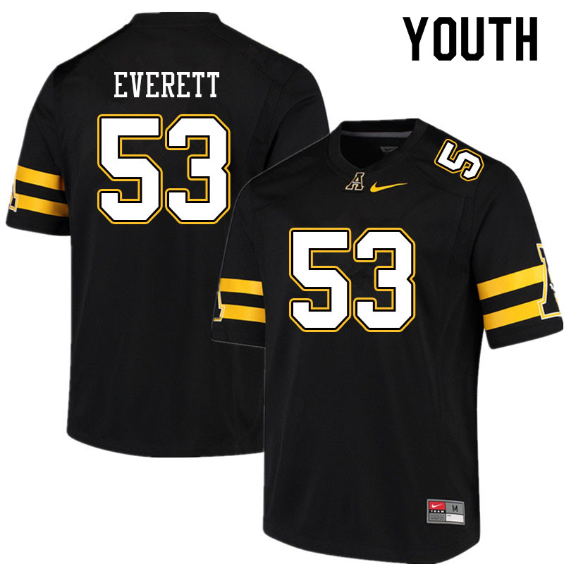 Youth #53 Troy Everett Appalachian State Mountaineers College Football Jerseys Sale-Black - Click Image to Close